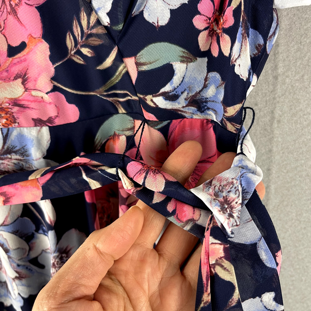 Eliza J Obi Dress Womens 4 Pink Blue Floral High Low Flowy Feminine Romantic - Picture 7 of 16